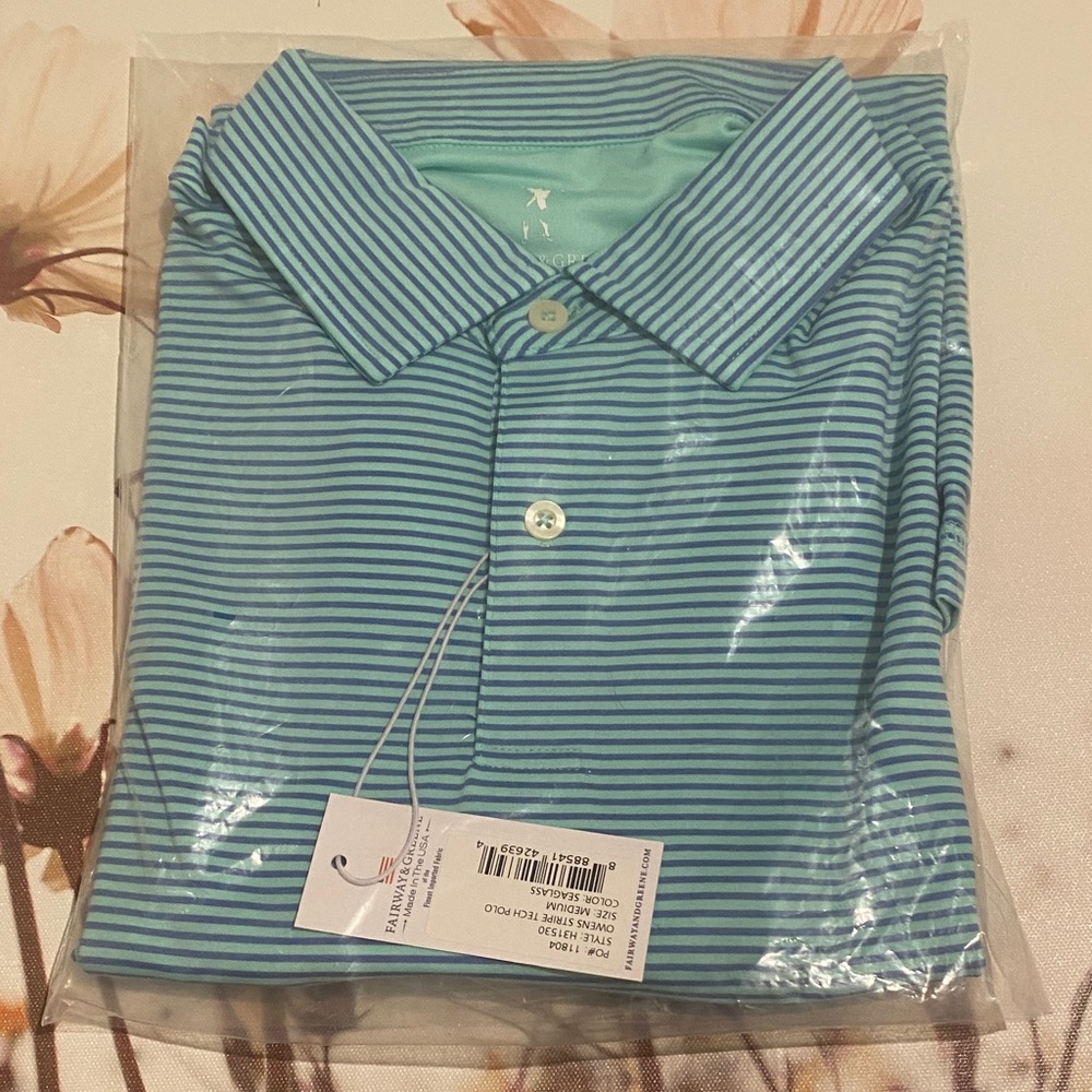 Fairway & Greene Green Striped Polo Shirt